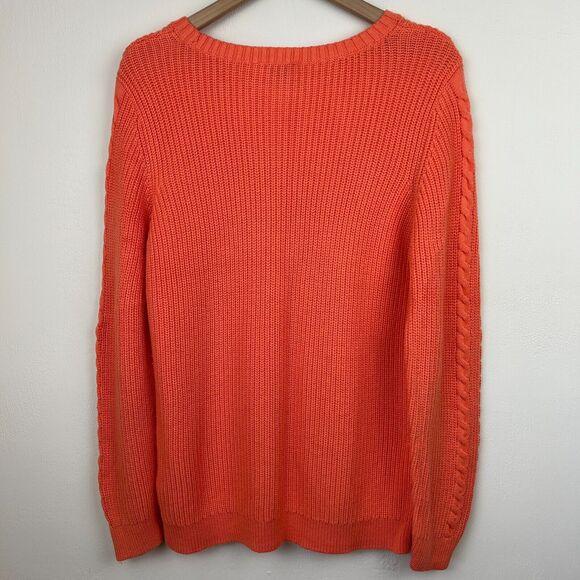 Talbots Sweater Womens Large Peach Orange Pullover Cable Knit Stretch Ladies - Picture 3 of 12